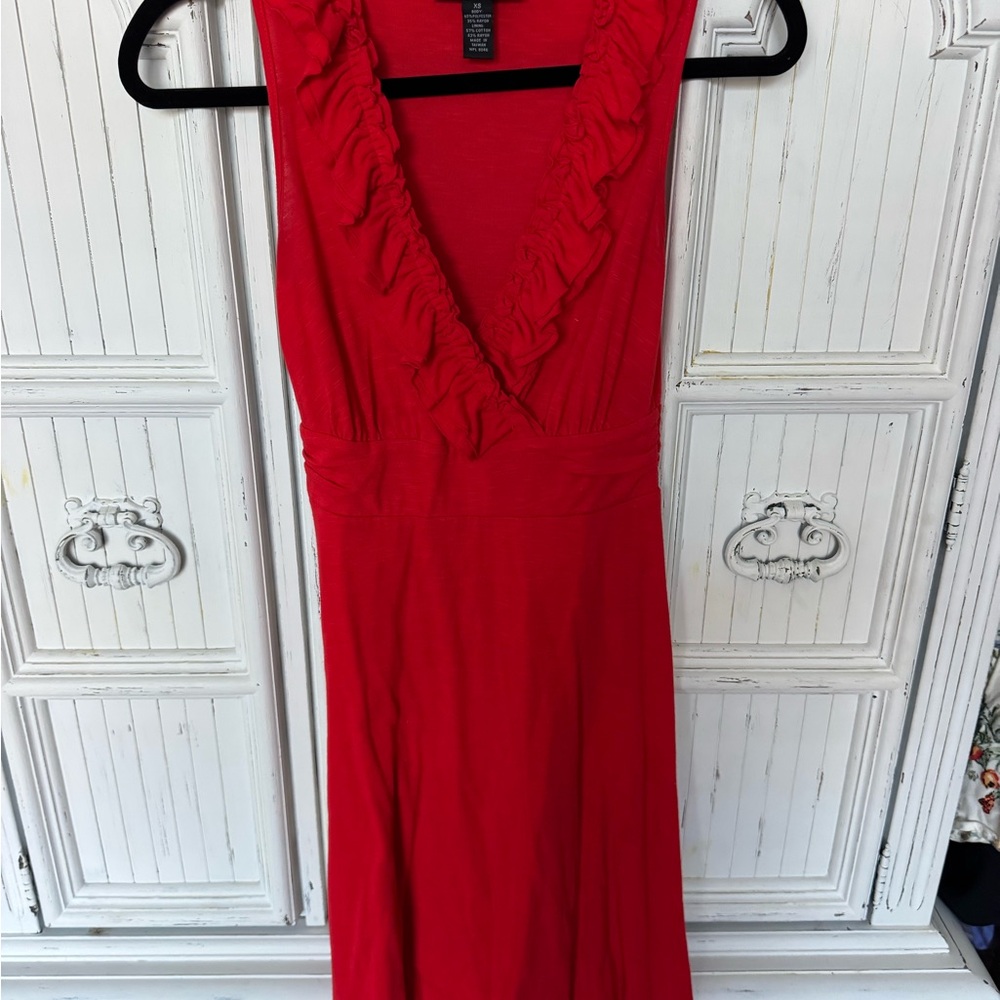 INC International Concepts Red Ruffle Midi Dress